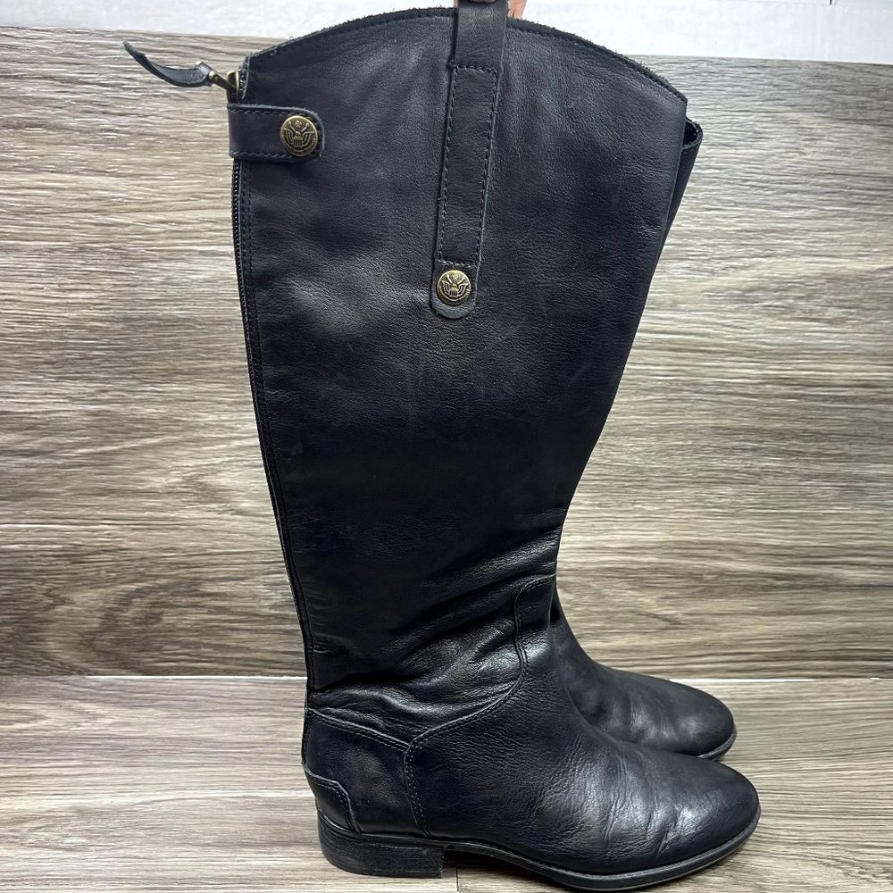 Sam Edelman Women's Black Leather Knee High Boots Shoes Size 8